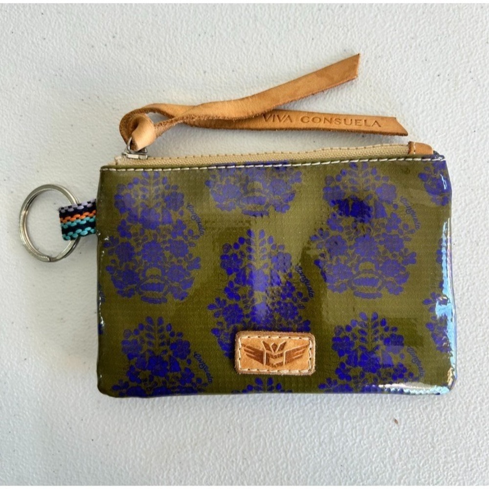 Consuela Coin Purse Pouch Top Zip Key Ring Boho Western Oive Green